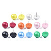 Painted Half Round Schima Wood Earrings for Girl Women EJEW-T017-02-1
