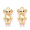 Brass Micro Pave Clear Cubic Zirconia Pendants KK-T078-02G-03-1