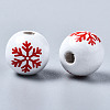 Painted Natural Wood European Beads WOOD-S057-039B-4