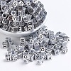 Antique Silver Plated Large Hole Acrylic European Beads PACR-Q099-01-1
