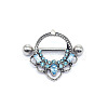 316 Surgical Stainless Steel & Zinc Alloy & Glass Rhinestone Nipple Rings WG3961D-01-1