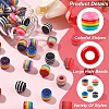 100Pcs 5 Colors Stripe Resin European Barrel Beads RESI-YW0005-69-5