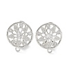 Hollow Flower Brass Micro Pave Cubic Zirconia Stud Earrings Finding KK-E083-09P-1