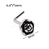 304 Stainless Steel L Shaped Flower Nose Studs WG137BA-08-1
