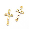 Latin Sideways Cross Brass Micro Pave Cubic Zirconia Links LS-ZIRC-E010-04G-1