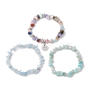 3Pcs 3 Styles Natural Aquamarine & Flower Amazonite Chips Stretch Bracelets Sets BJEW-JB11076-01-4