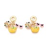 Brass Micro Pave Colorful Cubic Zirconia and Enamel European Dangle Charms KK-T079-75G-1