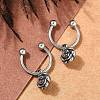 Rose Flower 316 Surgical Stainless Steel Dangle Half Hoop Earrings for Women EJEW-G416-45AS-2