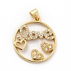 Rack Plating Brass Micro Pave Clear Cubic Zirconia Pendants ZIRC-F129-41G-1