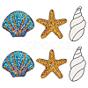 6Pcs 3 Style Beach Theme Glitter Cloth Patches PATC-FG0001-18-1
