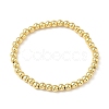 Brass Round Beaded Stretch Bracelets for Men Women BJEW-B148-05C-G-4