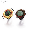 Adjustable Flower Alloy & Iron Rhinestone Bezel Cup Ring Base with Rotatable Tray MAK-T012-04AB-5