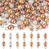 70Pcs 7 Colors Glass Pearl Round Connector Charms PALLOY-TA00264-1