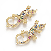 Brass Micro Pave Cubic Zirconia Links ZIRC-O034-09G-1