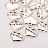 Wedding Theme Antique Silver Tone Tibetan Style Heart with Ring Bearer Rhinestone Charms TIBEP-N005-15D-2
