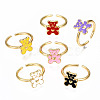 Brass Enamel Cuff Rings RJEW-N035-020-NF-1