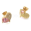 Brass Pave Cubic Zirconia Stud Earrings EJEW-M088-03G-02-2
