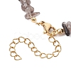 Natural Obsidian Chip & Glass Beaded Anklets AJEW-AN00682-07-4