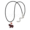 3Pcs 3 Styles Dyed Synthetic Turquoise Horse Pendant Black Waxed Cord Necklaces NJEW-JN05430-6