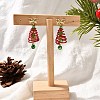 Christmas Aluminum Glass Dangle Stud Earrings EJEW-JE06582-1