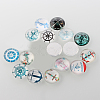 Helm &  Anchor Printed Glass Cabochons GGLA-A002-16mm-WW-1