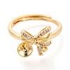 Bowknot Brass Micro Pave Cubic Zirconia Cup Peg Ring Settings KK-N274-25G-2