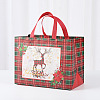 Christmas Theme Tartan Non-woven Fabric Gift Tote Bags with Handle ABAG-G017-01C-1