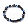 Round Gemstone Beaded Stretch Bracelets BJEW-JB11005-01-1