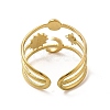 Star & Moon & Sun Ion Plating(IP) 304 Stainless Steel Open Cuff Ring Findings STAS-E066-10G-3