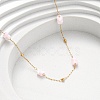 304 Stainless Steel with Dyed Pink Natural Shell Disc Beads Link Chain Necklaces for Women NJEW-K255-46G-2