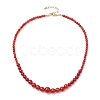 Round Natural Carnelian(Dyed & Heated) Beaded Neckiaces NJEW-JN05003-4