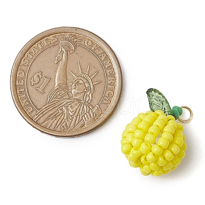 5Pcs 5 Colors Handmade Seed Beads Pendants PALLOY-TA00159-1