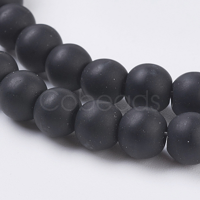 Synthetical Black Stone Beads Strands X-G-G508-7-1