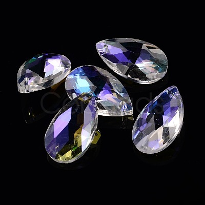 Faceted Teardrop Glass Pendants GLAA-O008-B02-1