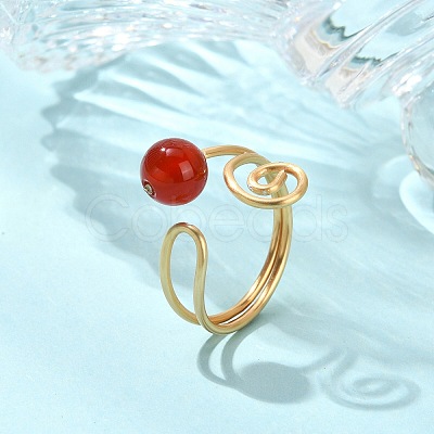 Natural Carnelian Cuff Open Rings RJEW-JR01071-01-1