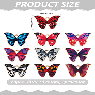 20Pcs 10 Colors Alloy Enamel Pendants ENAM-LP0001-71-1