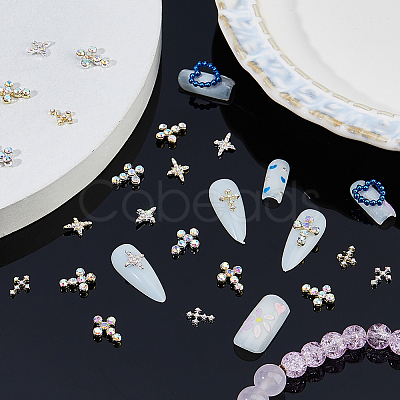 60Pcs 6 Styles Alloy Rhinestone Cabochons MRMJ-FH0001-53-1