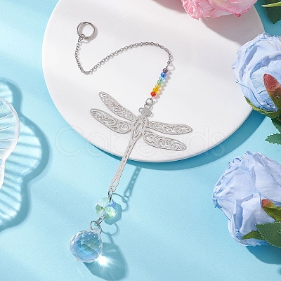 Glass Teardrop Hanging Suncatchers HJEW-JM04654-02-1