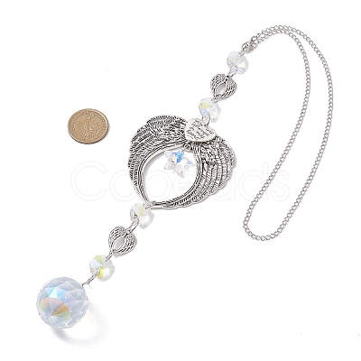 Glass Round Hanging Suncatchers HJEW-JM04608-1
