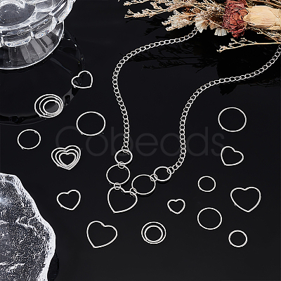 60Pcs 6 Styles 304 Stainless Steel Linking Ring STAS-UN0056-44-1