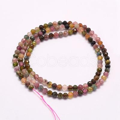 Natural Multicolor Tourmaline Beads Strands G-F509-35-4mm-1