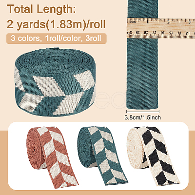 3Pcs 3 Colors Polyester Jacquard Rhomboid Ribbon OCOR-BC0006-72-1