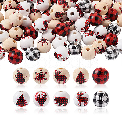100Pcs Natural Wooden Beads WOOD-CD0001-22-1