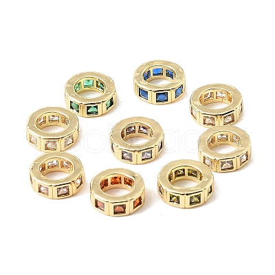 Brass Pave Cubic Zirconia European Beads CU-CBA389D-02G-1