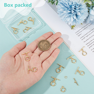 12Pcs Brass Toggle Clasps KK-BC0015-43G-1