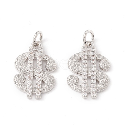 Brass Micro Pave Clear Cubic Zirconia Pendants ZIRC-P098-07P-1