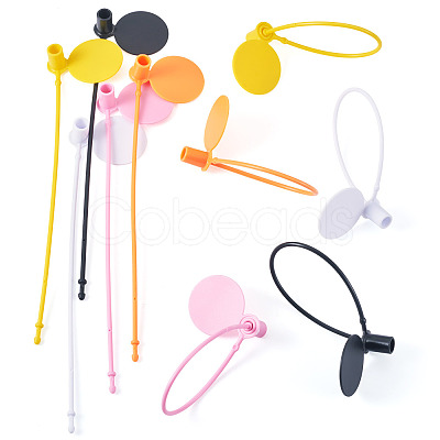 50Pcs 5 Colors Flat Round Plastic Hang Tag Fasteners FIND-TA0010-02-1