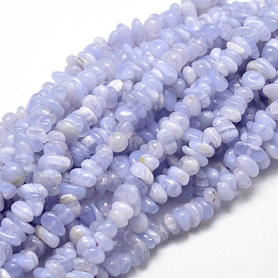 Natural Blue Lace Agate Chip Beads Strands G-E271-73-1