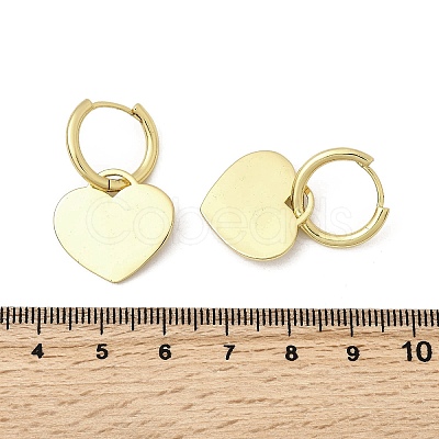Brass Heart Hoop Earrings EJEW-L261-022G-1