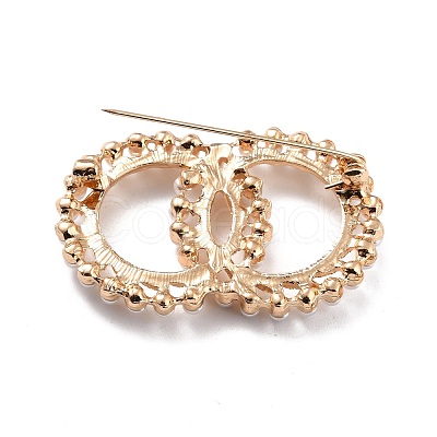 Double Rings Interlocking Circles Imitation Pearl Brooch JEWB-P010-01-1